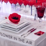 A close-up shot of the winning tabletop, designed for a Kenzo fragrance launch event.