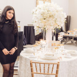 Student Atusa Zamanian poses with her Luxurious Persian Wedding tabletop.
